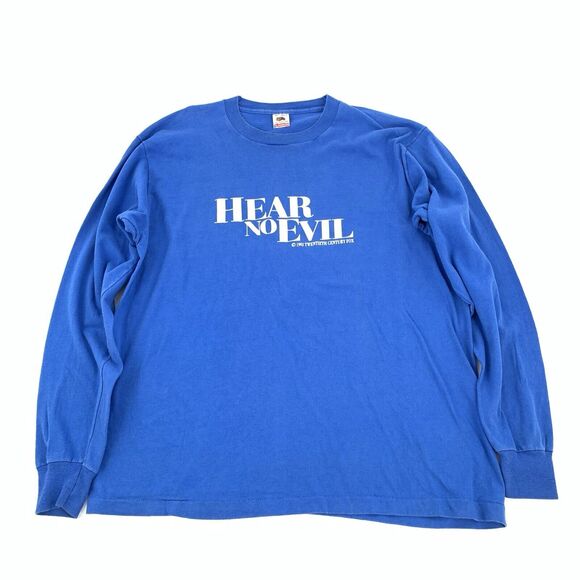 Vintage 1993 Hear No Evil Long Sleeve Horror Movie Promo T-Shirt XL Adult Blue - Picture 1 of 8
